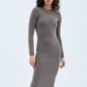 2 for 20-Grey/Black Scoop Neck Black Midi Long Sleeve Dress Size S